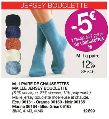 Promotions 1 paire de chaussettes maille jersey bouclette - Produit Maison - Damart - Valide de 01/12/2022 à 31/12/2022 chez Damart