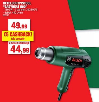 Promotions Bosch heteluchtpistool easyheat 500 - Bosch - Valide de 07/12/2022 à 18/12/2022 chez Hubo