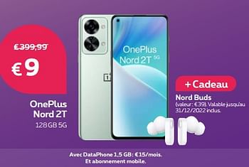Promotions Oneplus nord 2t 128gb 5g - OnePlus - Valide de 01/12/2022 à 31/12/2022 chez Proximus
