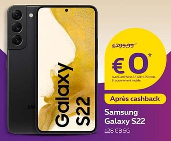 Promotions Samsung galaxy s22 128 gb 5g - Samsung - Valide de 01/12/2022 à 31/12/2022 chez Proximus