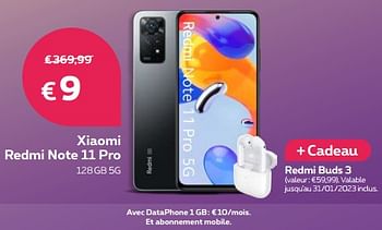 Promotions Xiaomi redmi note 11 pro 128gb 5g - Xiaomi - Valide de 01/12/2022 à 31/12/2022 chez Proximus