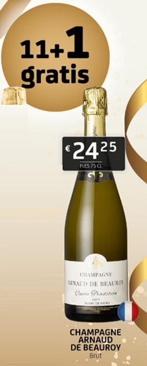 Promoties Champagne arnaud de beauroy brut - Champagne - Geldig van 16/12/2022 tot 31/12/2022 bij BelBev