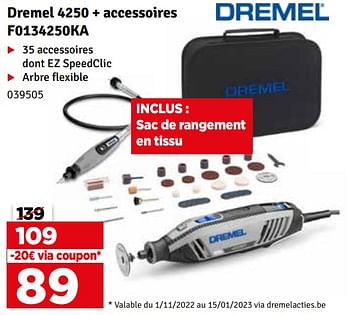 Promoties Dremel 4250 + accessoires f0134250ka - Dremel - Geldig van 13/12/2022 tot 25/12/2022 bij Mr. Bricolage
