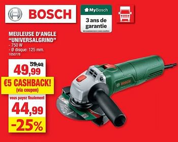 Promotions Bosch meuleuse d’angle universalgrind - Bosch - Valide de 07/12/2022 à 18/12/2022 chez Hubo