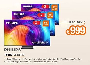 Promotions Philips tv uhd pi55pus888712 - Philips - Valide de 02/12/2022 à 31/12/2022 chez Expert