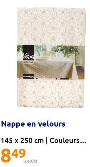 Promotions Nappe en velours - Produit Maison - Action - Valide de 07/12/2022 à 13/12/2022 chez Action