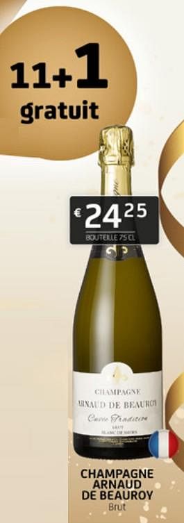 Promotions Champagne arnaud de beauroy brut - Champagne - Valide de 16/12/2022 à 31/12/2022 chez BelBev