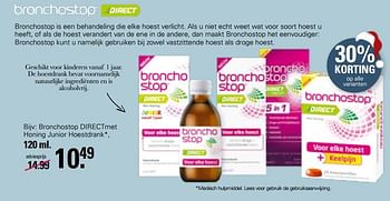 Promoties Bronchostop directmet honing junior hoestdrank - Bronchostop - Geldig van 30/11/2022 tot 24/12/2022 bij De Online Drogist