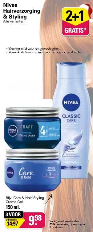 Promoties Care + hold styling creme gel - Nivea - Geldig van 30/11/2022 tot 24/12/2022 bij De Online Drogist