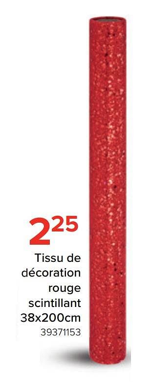 Promotions Tissu de décoration rouge scintillant - Produit Maison - Euroshop - Valide de 21/11/2022 à 31/12/2022 chez Euro Shop
