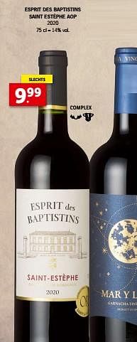 Promoties Esprit des baptistins saint estèphe aop - Rode wijnen - Geldig van 10/12/2022 tot 31/12/2022 bij Lidl