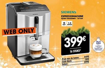 Promoties Siemens espressomachine eq300 ti353201rw - Siemens - Geldig van 07/12/2022 tot 31/12/2022 bij Electro Depot