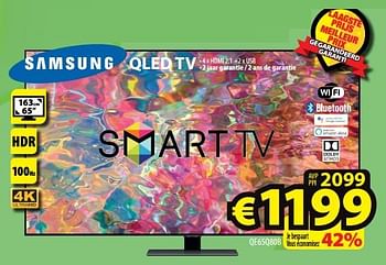 Promoties Samsung qled tv qe65q80b - Samsung - Geldig van 14/12/2022 tot 21/12/2022 bij ElectroStock
