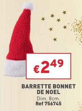 Promotions Barrette bonnet de noel - Produit maison - Trafic  - Valide de 14/12/2022 à 19/12/2022 chez Trafic