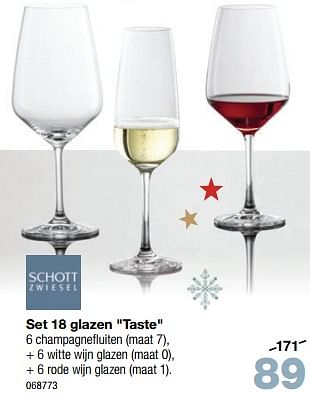 Promoties Set 18 glazen taste - Schott Zwiesel - Geldig van 01/12/2022 tot 31/12/2022 bij Home & Co