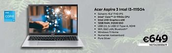 Promoties Acer aspire 3 intel i3-1115g4 - Acer - Geldig van 06/12/2022 tot 31/12/2022 bij Compudeals
