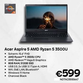 Promotions Acer aspire 5 amd ryzen 5 3500u - Acer - Valide de 06/12/2022 à 31/12/2022 chez Compudeals