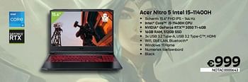 Promoties Acer nitro 5 intel i5-11400h - Acer - Geldig van 06/12/2022 tot 31/12/2022 bij Compudeals