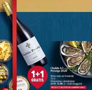 Promoties Chablis a.c. prestige 2020 witte wijn uit frankrijk - Witte wijnen - Geldig van 15/12/2022 tot 27/12/2022 bij Delhaize