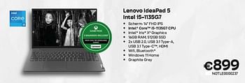 Promoties Lenovo ideapad 5 intel i5-1135g7 - Lenovo - Geldig van 06/12/2022 tot 31/12/2022 bij Compudeals