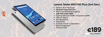 Promoties Lenovo tablet m10 fhd plus 2nd gen - Lenovo - Geldig van 06/12/2022 tot 31/12/2022 bij Compudeals