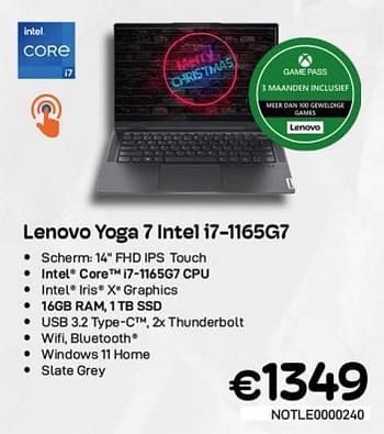 Promoties Lenovo yoga 7 intel i7-1165g7 - Lenovo - Geldig van 06/12/2022 tot 31/12/2022 bij Compudeals