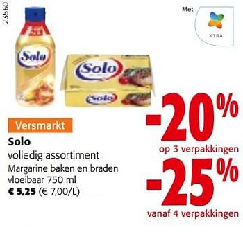 Promoties Solo margarine baken en braden vloeibaar - Solo - Geldig van 14/12/2022 tot 31/12/2022 bij Colruyt