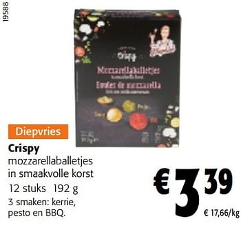 Promoties Crispy mozzarellaballetjes in smaakvolle korst - Crispy - Geldig van 14/12/2022 tot 31/12/2022 bij Colruyt