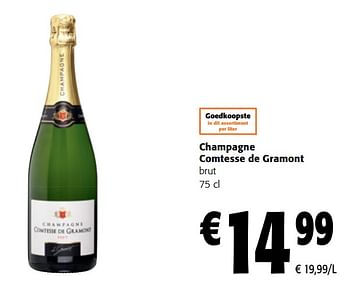 Promoties Champagne comtesse de gramont brut - Champagne - Geldig van 14/12/2022 tot 31/12/2022 bij Colruyt