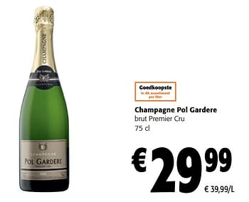 Promoties Champagne pol gardere brut premier cru - Champagne - Geldig van 14/12/2022 tot 31/12/2022 bij Colruyt