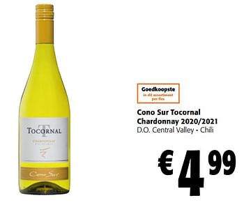 Promoties Cono sur tocornal chardonnay 2020-2021 d.o. central valley - chili - Witte wijnen - Geldig van 14/12/2022 tot 31/12/2022 bij Colruyt