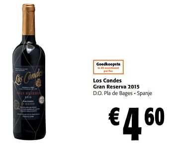 Promoties Los condes gran reserva 2015 d.o. pla de bages - spanje - Rode wijnen - Geldig van 14/12/2022 tot 31/12/2022 bij Colruyt