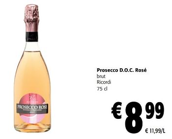 Promoties Prosecco d.o.c. rosé brut ricordi - Schuimwijnen - Geldig van 14/12/2022 tot 31/12/2022 bij Colruyt