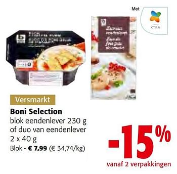 Promoties Boni selection blok eendenlever - Boni - Geldig van 14/12/2022 tot 31/12/2022 bij Colruyt