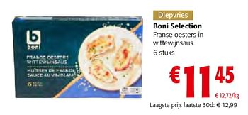 Promoties Boni selection franse oesters in wittewijnsaus - Boni - Geldig van 14/12/2022 tot 31/12/2022 bij Colruyt