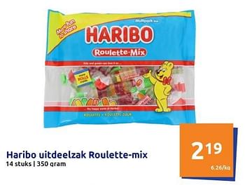Promoties Haribo uitdeelzak roulette-mix - Haribo - Geldig van 14/12/2022 tot 20/12/2022 bij Action