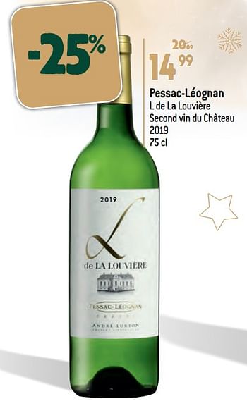 Promotions Pessac-léognan l de la louvière second vin du château 2019 - Vins blancs - Valide de 07/12/2022 à 31/12/2022 chez Match