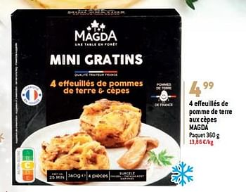 Promotions 4 effeuillés de pomme de terre aux cèpes magda - Magda - Valide de 07/12/2022 à 31/12/2022 chez Match