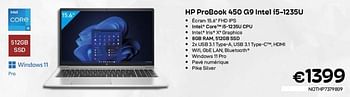 Promotions Hp probook 450 g9 intel i5-1235u - HP - Valide de 06/12/2022 à 31/12/2022 chez Compudeals