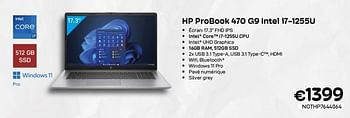 Promotions Hp probook 470 g9 intel i7-1255u - HP - Valide de 06/12/2022 à 31/12/2022 chez Compudeals