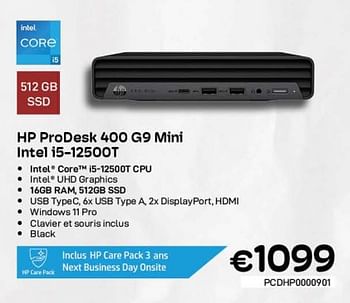 Promotions Hp prodesk 400 g9 mini intel i5-12500t - HP - Valide de 06/12/2022 à 31/12/2022 chez Compudeals