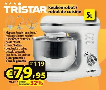 Promoties Tristar keukenrobot - robot de cuisine mx4817 - Tristar - Geldig van 21/12/2022 tot 03/01/2023 bij ElectroStock