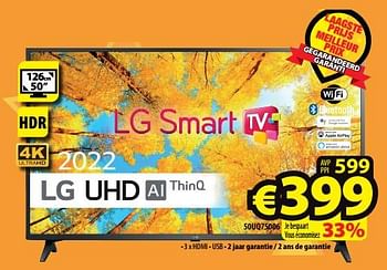 Promotions Lg uhd ai thinq 50uq75006 - LG - Valide de 21/12/2022 à 03/01/2023 chez ElectroStock