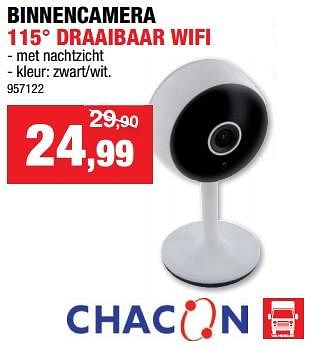 Promoties Chacon binnencamera 115° draaibaar wifi - Chacon - Geldig van 14/12/2022 tot 25/12/2022 bij Hubo