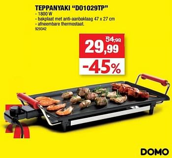 Promoties Domo elektro teppanyaki do1029tp - Domo elektro - Geldig van 14/12/2022 tot 25/12/2022 bij Hubo