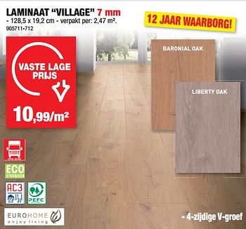 Promoties Laminaat village - Eurohome - Geldig van 14/12/2022 tot 25/12/2022 bij Hubo