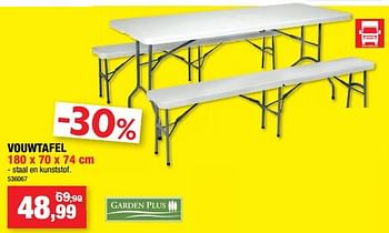 Promoties Vouwtafel - Garden Plus  - Geldig van 14/12/2022 tot 25/12/2022 bij Hubo