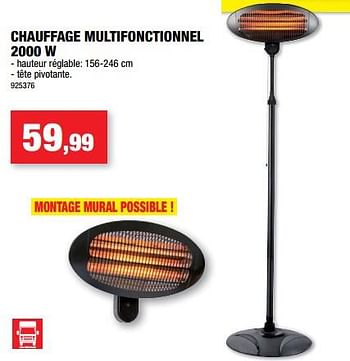 Promotions Chauffage multifonctionnel 2000 w - Produit maison - Hubo  - Valide de 14/12/2022 à 25/12/2022 chez Hubo