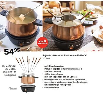 Promoties Bestron stijlvolle elektrische fondueset afd850co - Bestron - Geldig van 01/12/2022 tot 31/12/2022 bij Euro Shop