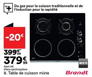 Promotions Table de cuisson mixte brandt bpi6413bm - Brandt - Valide de 15/11/2022 à 02/01/2023 chez But